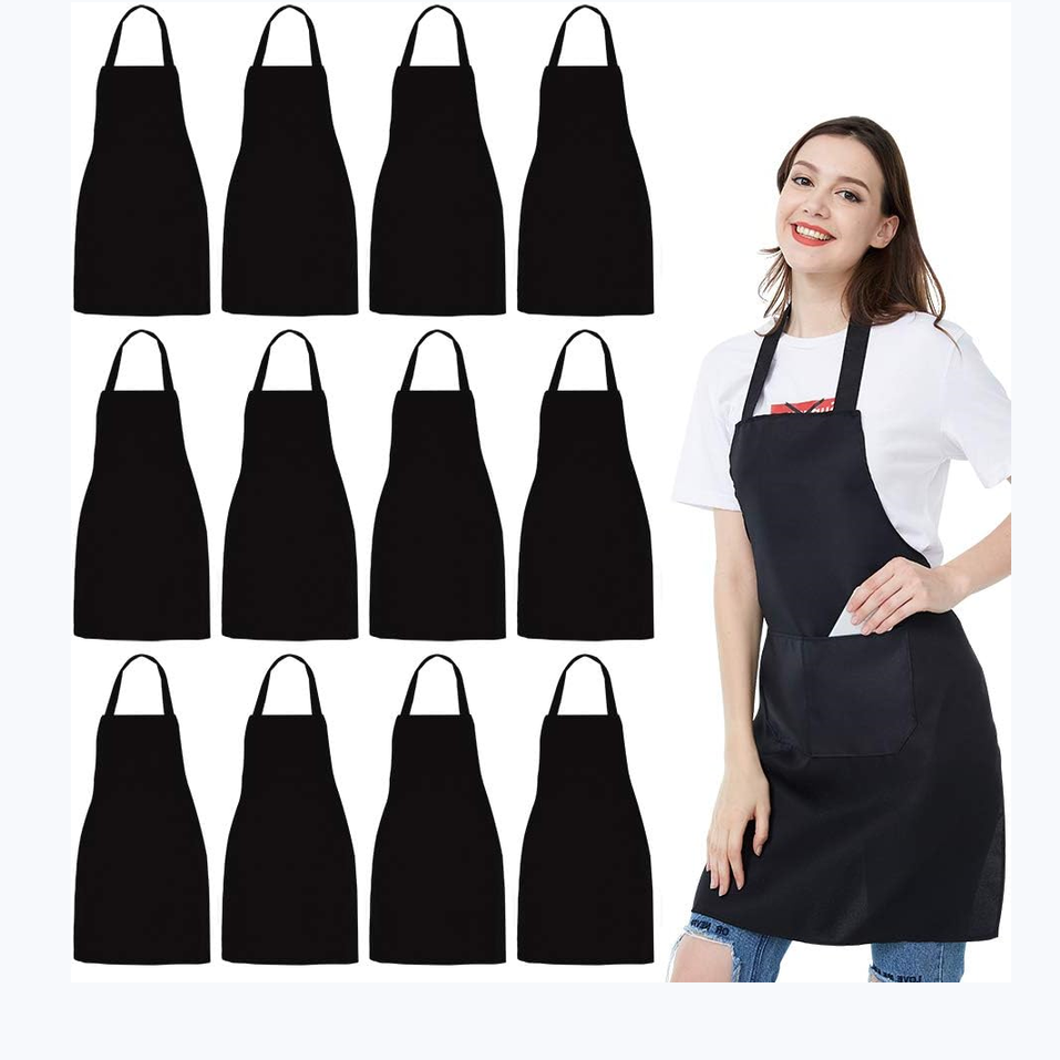 Kitchen Appliances Hobart - 12 sztuk/opakowanie Czarny fartuch unisex z
